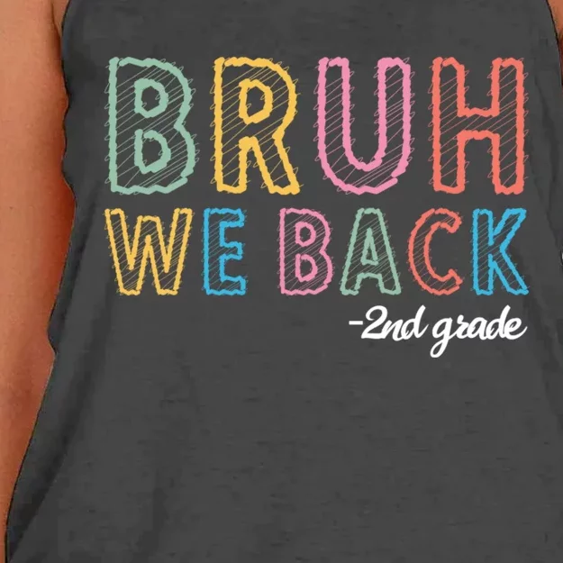 Bruh We Back 2nd Grade Back To School 2024 Women's Knotted Racerback Tank