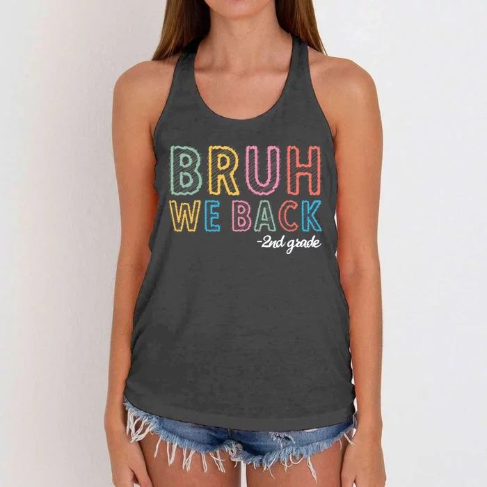 Bruh We Back 2nd Grade Back To School 2024 Women's Knotted Racerback Tank