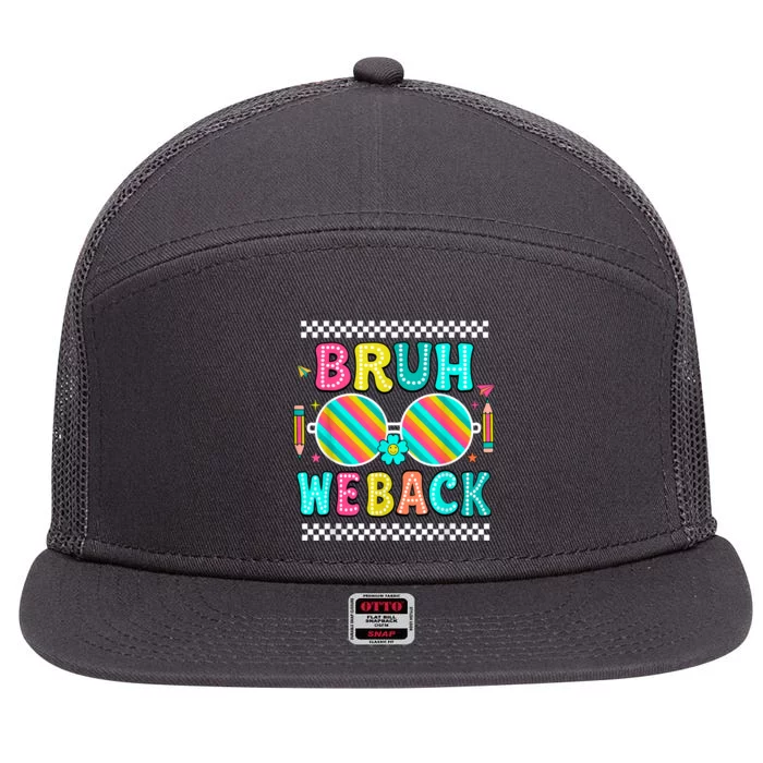 Bruh We Back To School Cute Color Bright Doodle 7 Panel Mesh Trucker Snapback Hat