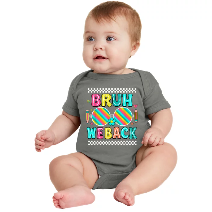 Bruh We Back To School Cute Color Bright Doodle Baby Bodysuit