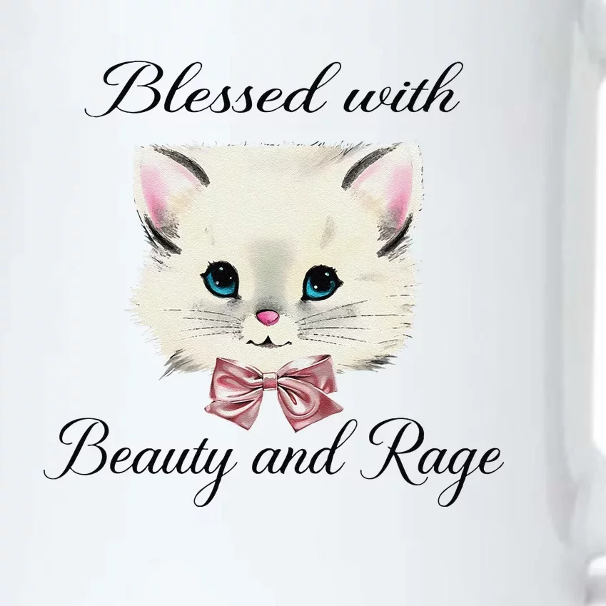 Blessed With Beauty And Rage Cute Lovely Cat Face Ribbon Black Color Changing Mug