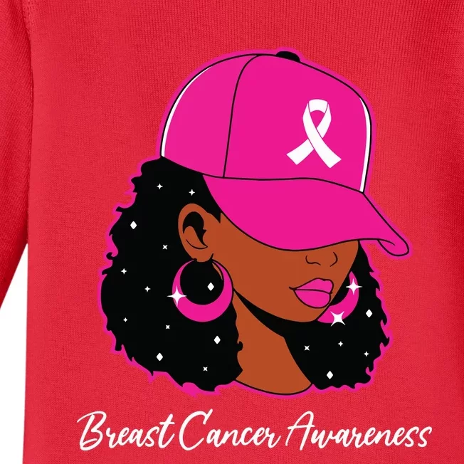 Black Women Breast Cancer Awareness Warrior Women Girl Baby Long Sleeve Bodysuit