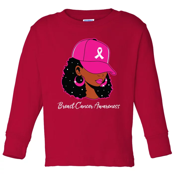 Black Women Breast Cancer Awareness Warrior Women Girl Toddler Long Sleeve Shirt