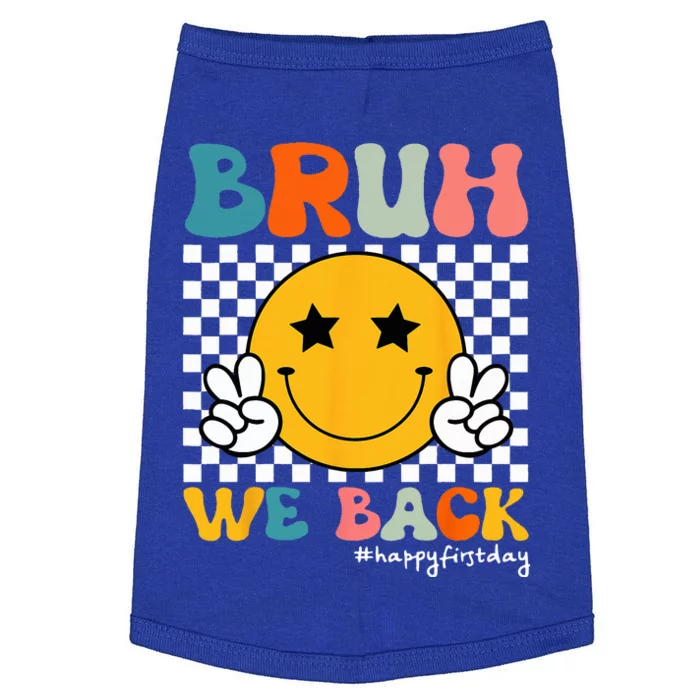 Bruh We Back Teachers Retro Smile Back To School Teacher Doggie Tank