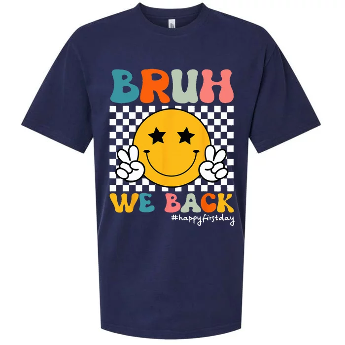 Bruh We Back Teachers Retro Smile Back To School Teacher Sueded Cloud Jersey T-Shirt