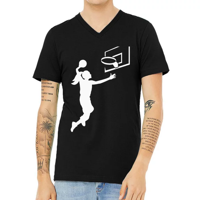 Basketball Woman BBall V-Neck T-Shirt