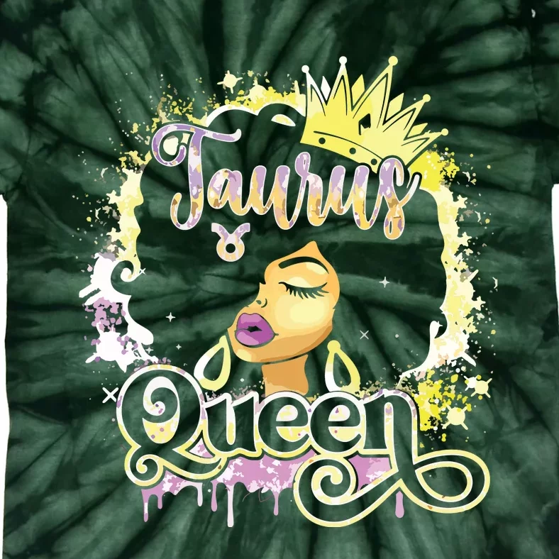 Black Women Birthday Melanin Girl Taurus Queen Tie-Dye T-Shirt