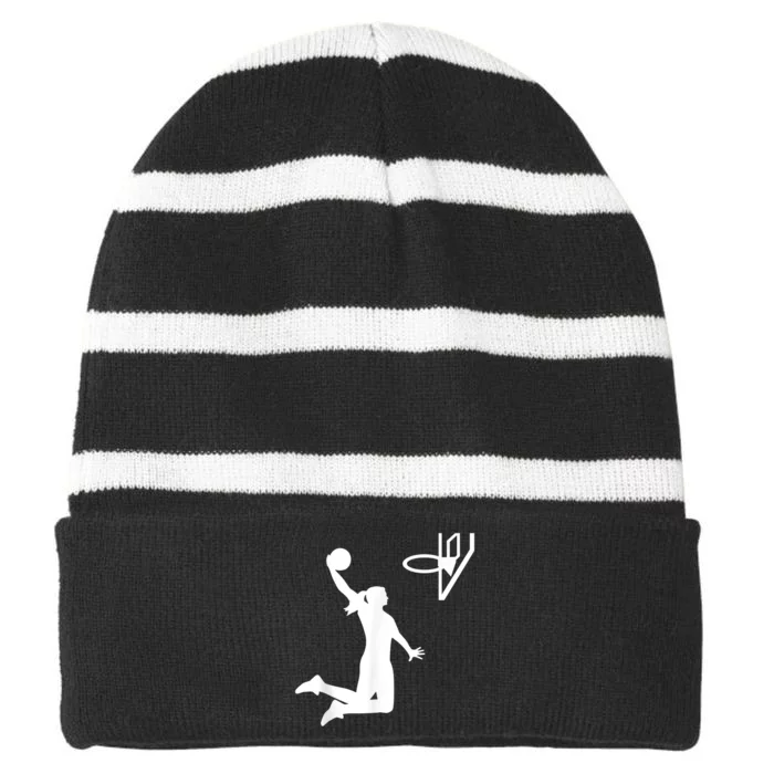 Basketball Woman Striped Beanie with Solid Band