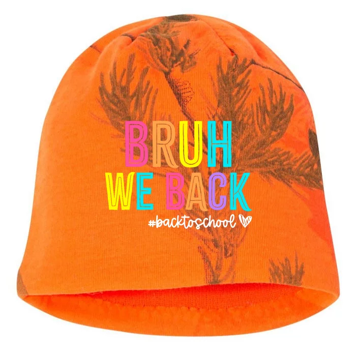 Bruh We Back Teachers Retro Back To School Boy Girl Kati - Camo Knit Beanie