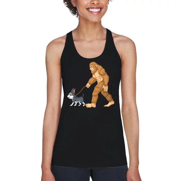 Bigfoot Walk Boston Terrier Women's Racerback Tank