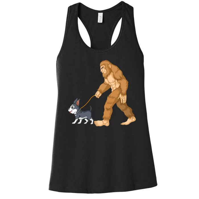 Bigfoot Walk Boston Terrier Women's Racerback Tank