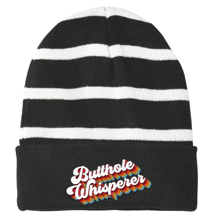 Butthole Whisperer Striped Beanie with Solid Band