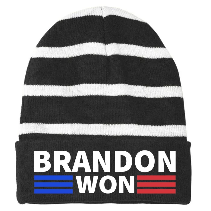 Brandon Won Striped Beanie with Solid Band