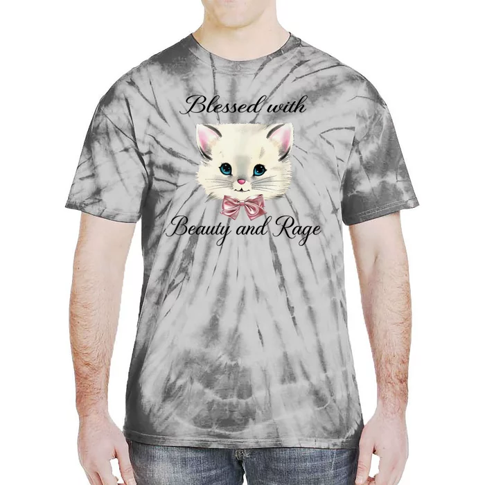 Blessed With Beauty And Rage Cute Lovely Cat Tie-Dye T-Shirt