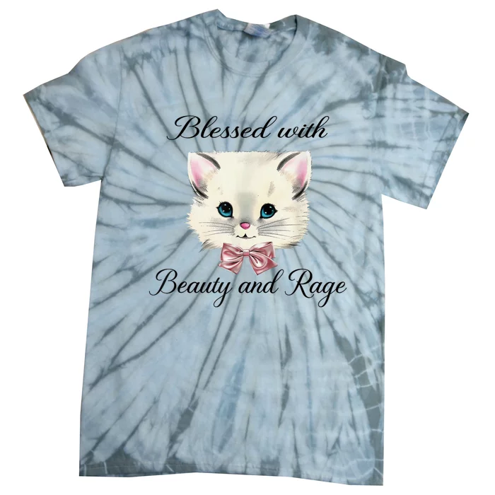 Blessed With Beauty And Rage Cute Lovely Cat Tie-Dye T-Shirt