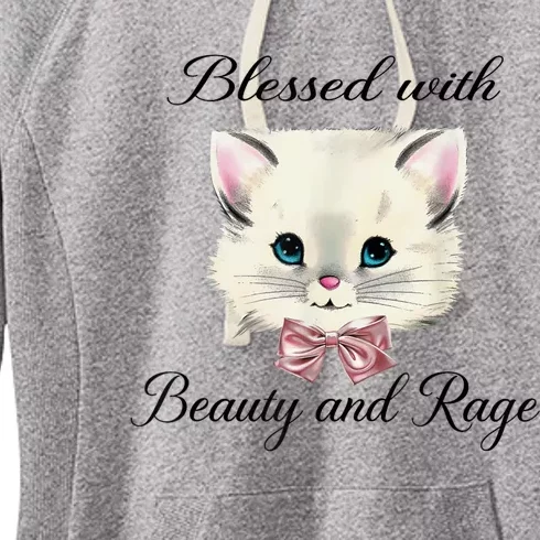 Blessed With Beauty And Rage Cute Lovely Cat Women's Fleece Hoodie