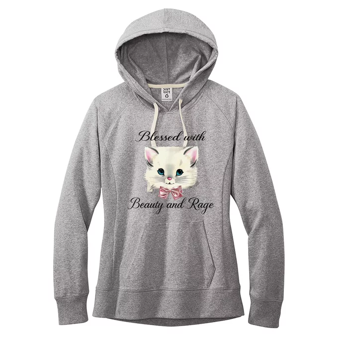 Blessed With Beauty And Rage Cute Lovely Cat Women's Fleece Hoodie