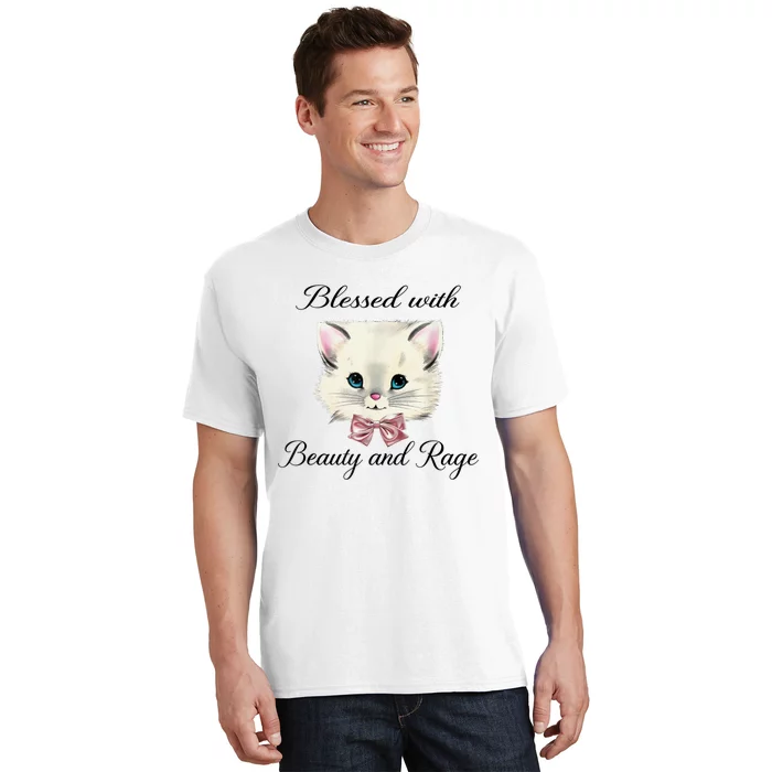 Blessed With Beauty And Rage Cute Lovely Cat T-Shirt