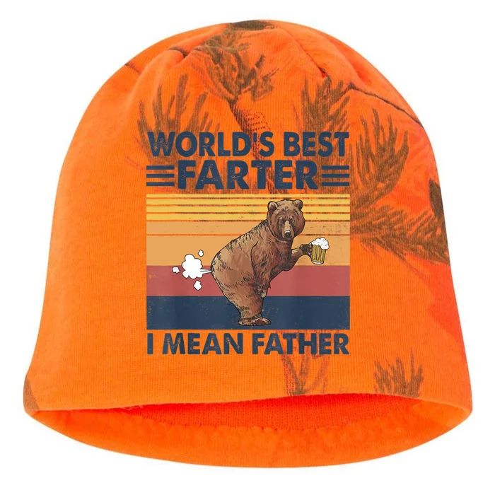 Bear World's Best Farter Gift I Mean Father Vintage Retro Gift Kati - Camo Knit Beanie