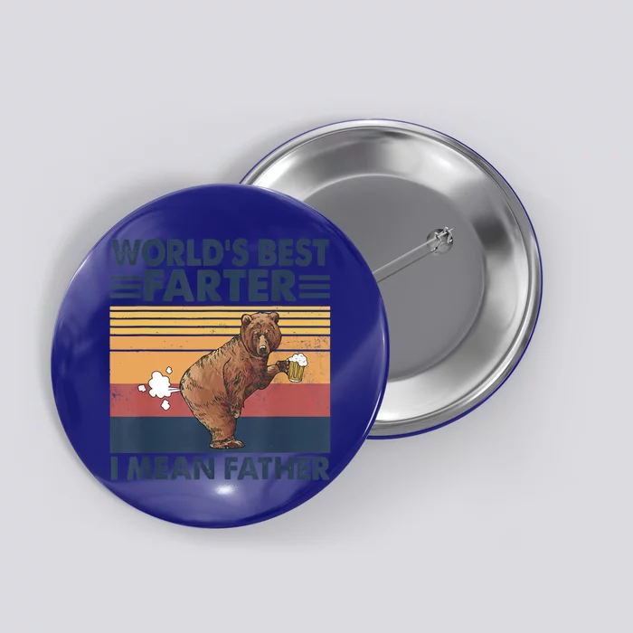 Bear World's Best Farter Gift I Mean Father Vintage Retro Gift Button