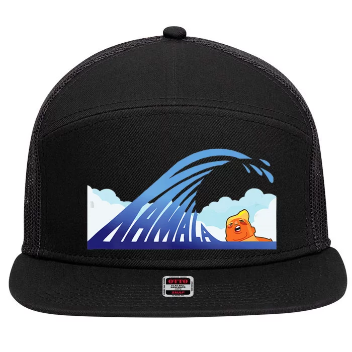 Blue Wave 7 Panel Mesh Trucker Snapback Hat