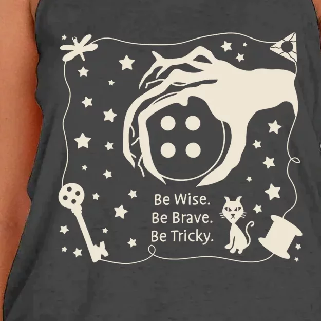 Be Wise Be Brave Be Tricky Halloween Magic Spell Women's Knotted Racerback Tank