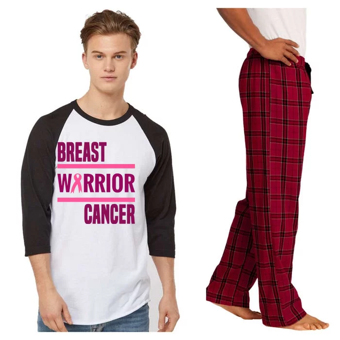 Breast Warrior Cancer Ribbon Raglan Sleeve Pajama Set