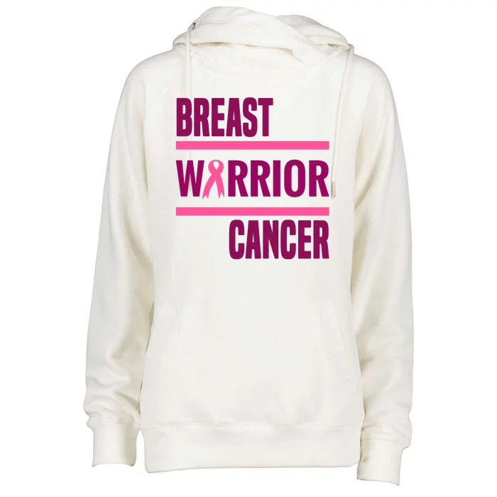 Breast Warrior Cancer Ribbon Womens Funnel Neck Pullover Hood