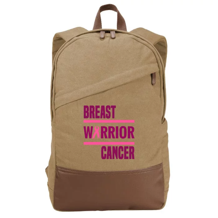 Breast Warrior Cancer Ribbon Cotton Canvas Backpack