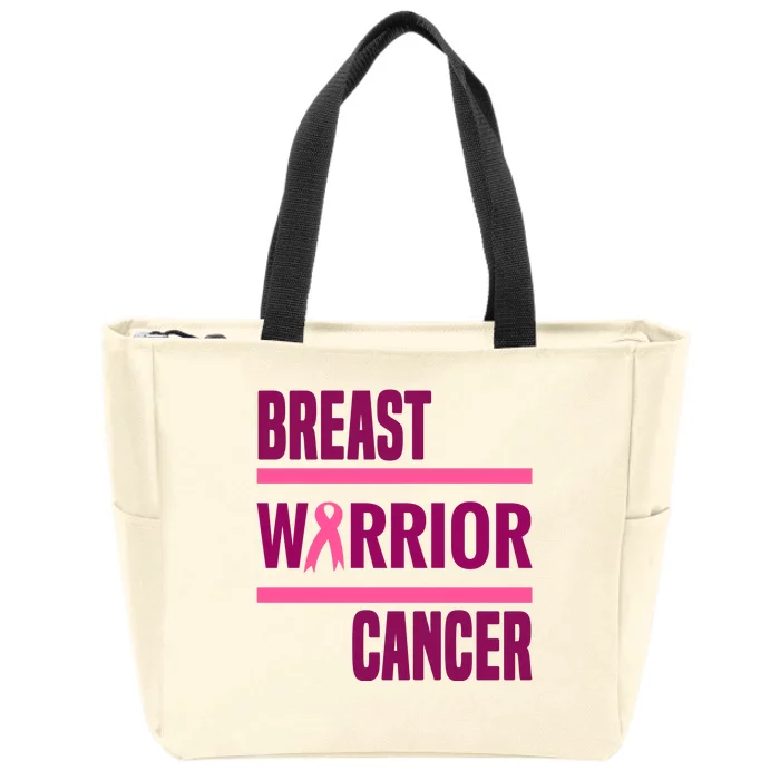 Breast Warrior Cancer Ribbon Zip Tote Bag