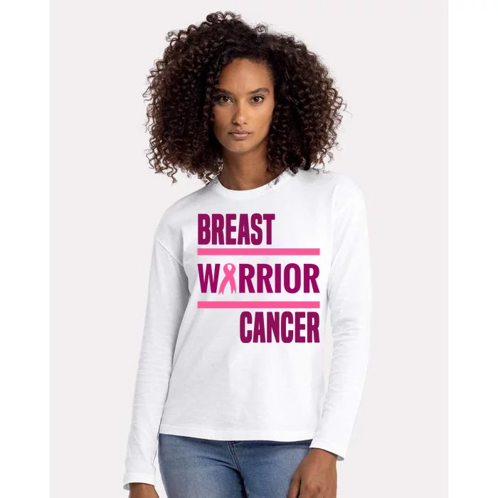 Breast Warrior Cancer Ribbon Womens Cotton Relaxed Long Sleeve T-Shirt