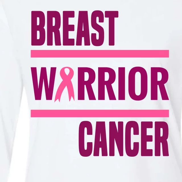 Breast Warrior Cancer Ribbon Womens Cotton Relaxed Long Sleeve T-Shirt