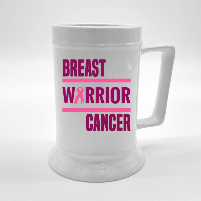 Breast Warrior Cancer Ribbon Front & Back Beer Stein