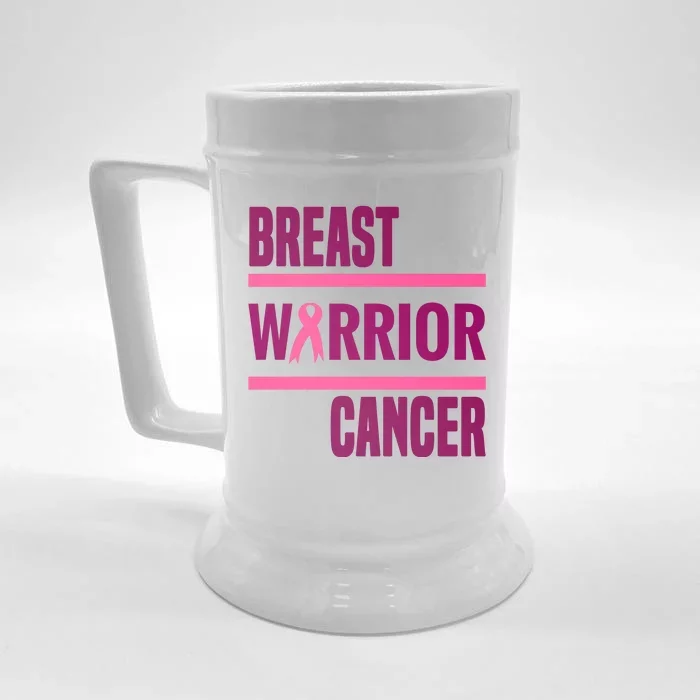 Breast Warrior Cancer Ribbon Front & Back Beer Stein