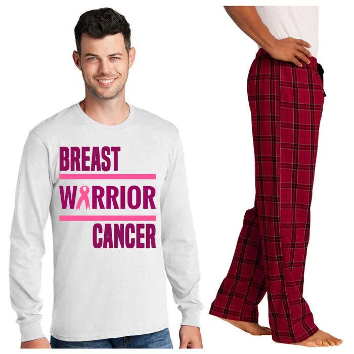 Breast Warrior Cancer Ribbon Long Sleeve Pajama Set