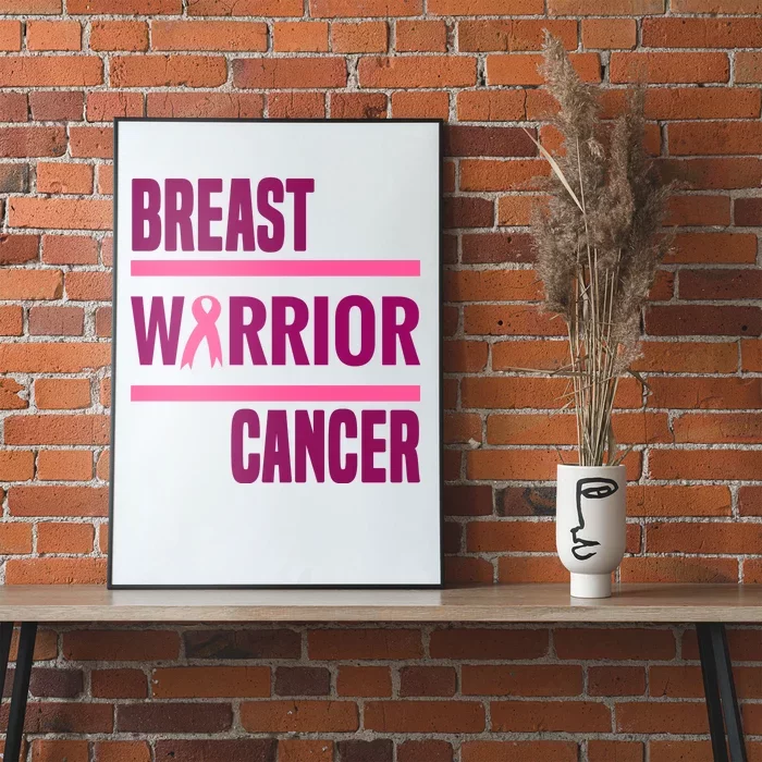 Breast Warrior Cancer Ribbon Poster