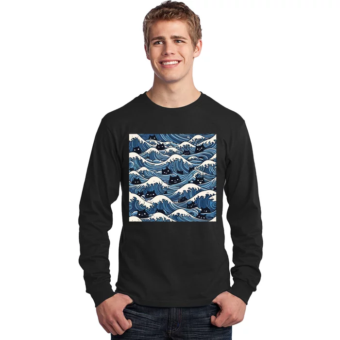 Blue Wave Cat Ladies For Kamala Harris President 2024 Long Sleeve Shirt