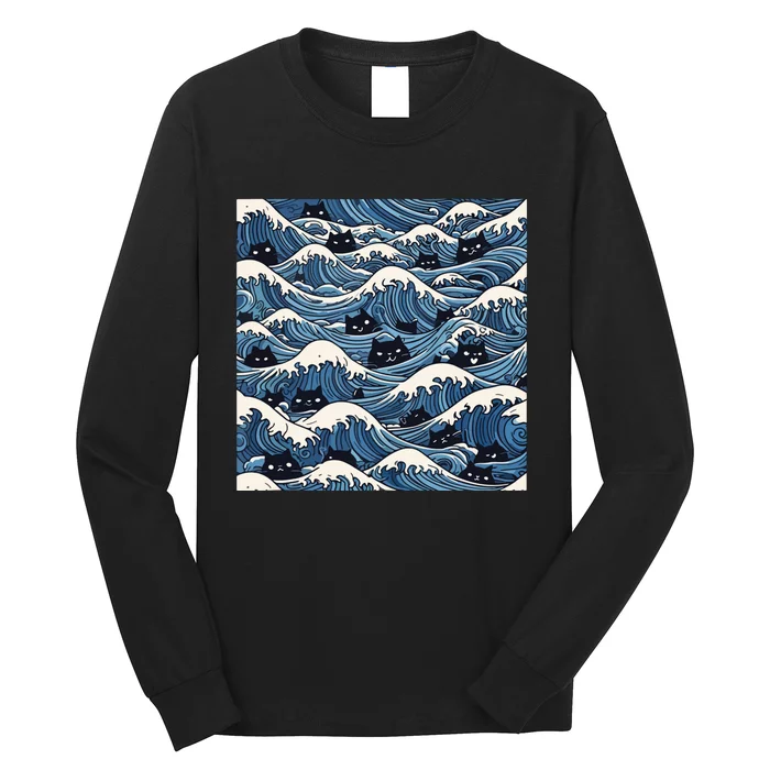 Blue Wave Cat Ladies For Kamala Harris President 2024 Long Sleeve Shirt