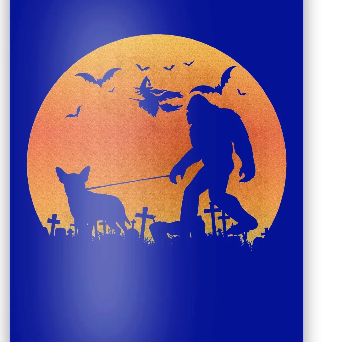 Bigfoot Walking Chiwawa Dog Moon Sasquatch Halloween Dog Gift Poster