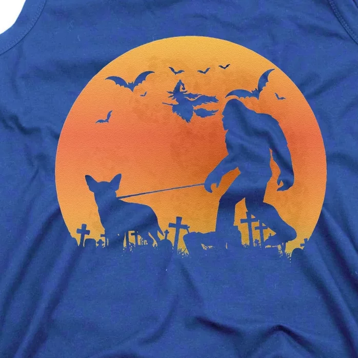 Bigfoot Walking Chiwawa Dog Moon Sasquatch Halloween Dog Gift Tank Top