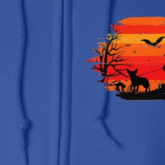 Bigfoot Walking Chiwawa Dog Moon Sasquatch Halloween Dog Full Zip Hoodie