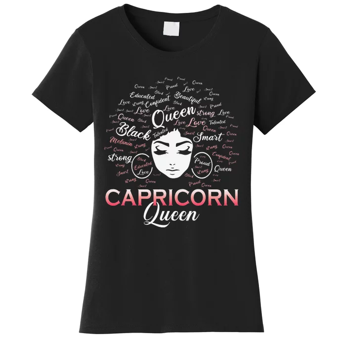 Black Wo Capricorn Queen January Birthday Women's T-Shirt