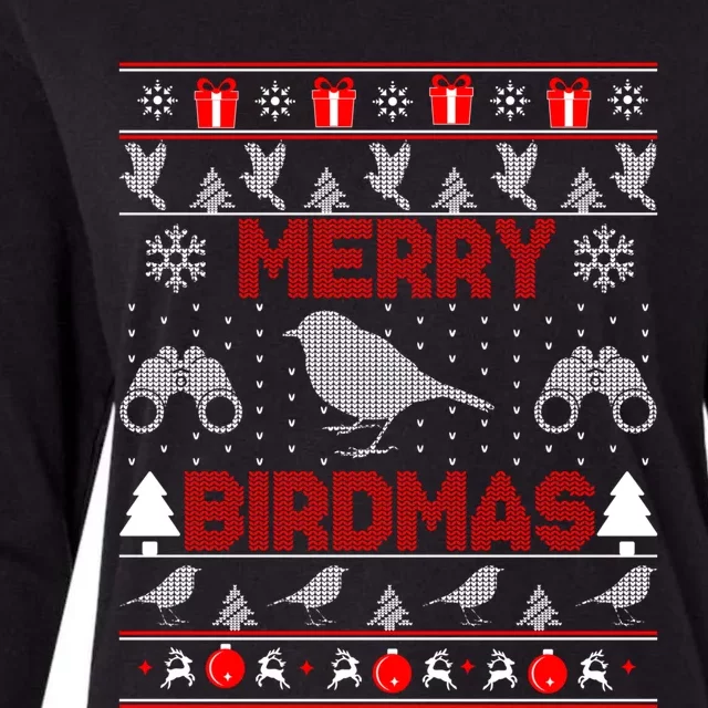 Bird Watching Christmas Birding Merry Birdmas Ugly Sweater Gift Womens Cotton Relaxed Long Sleeve T-Shirt