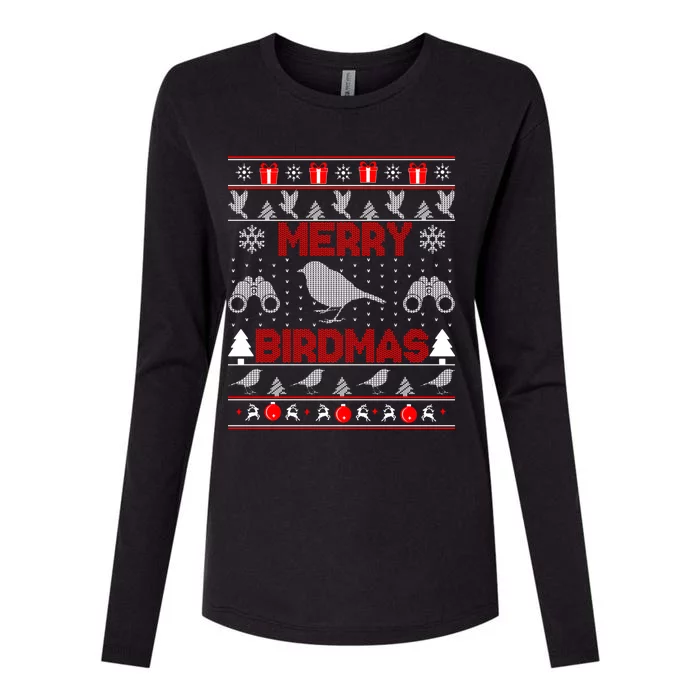 Bird Watching Christmas Birding Merry Birdmas Ugly Sweater Gift Womens Cotton Relaxed Long Sleeve T-Shirt