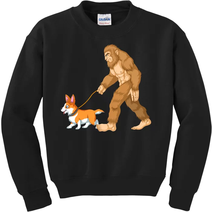 Bigfoot Walk Corgi Kids Sweatshirt