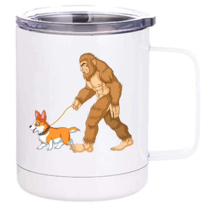 Bigfoot Walk Corgi Front & Back 12oz Stainless Steel Tumbler Cup