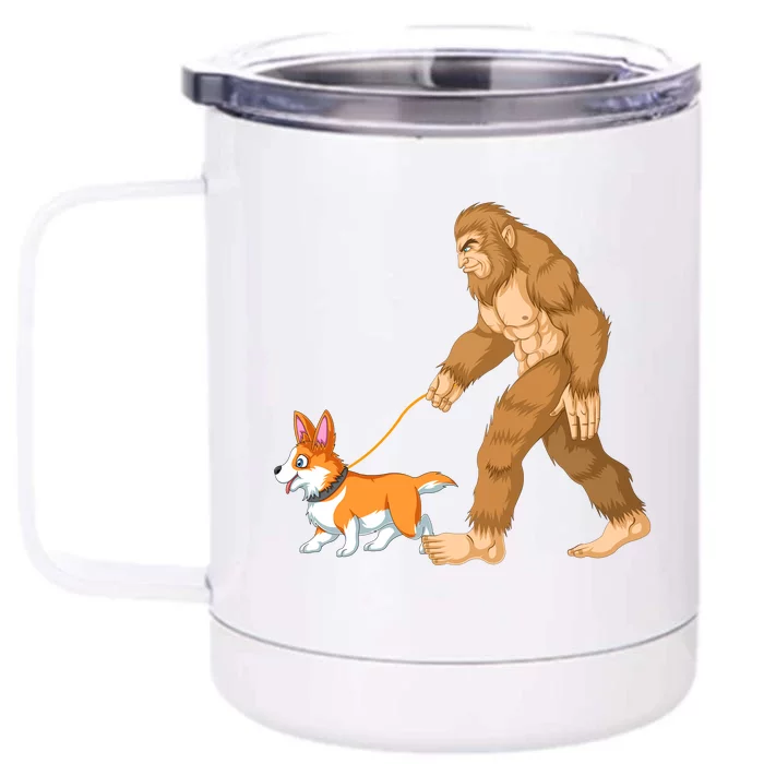 Bigfoot Walk Corgi Front & Back 12oz Stainless Steel Tumbler Cup