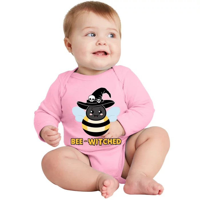 Bee Witched Cute Halloween Bee Wearing Witches Hat Bewitched Baby Long Sleeve Bodysuit