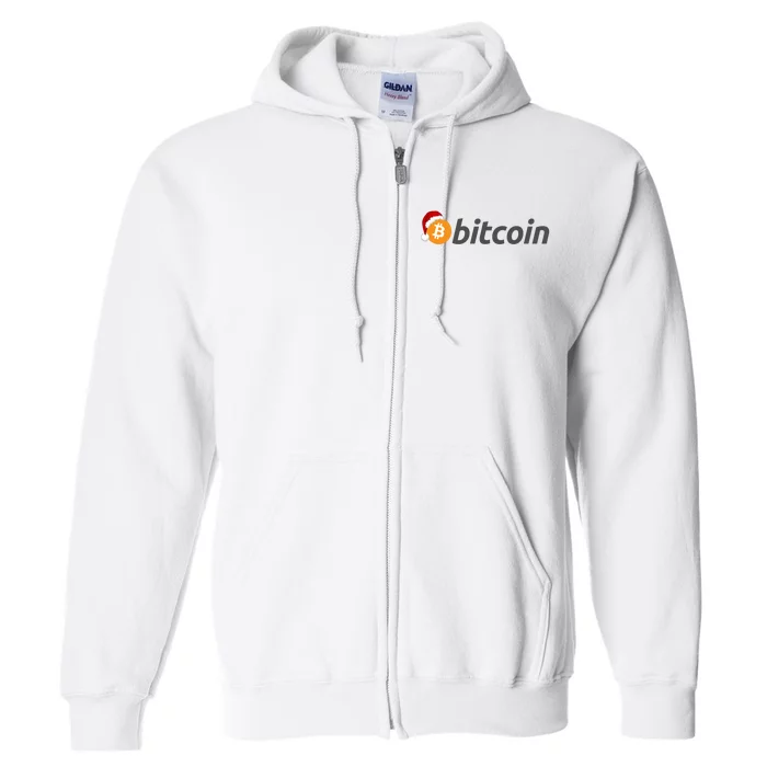 Bitcoin With Christmas Hat Funny Bitcoin With Santa Hat Funny Bitcoin Crypto Full Zip Hoodie