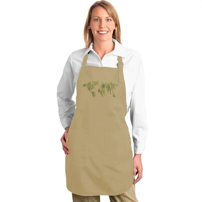 Binary World Computer Coding Programmer Full-Length Apron With Pocket